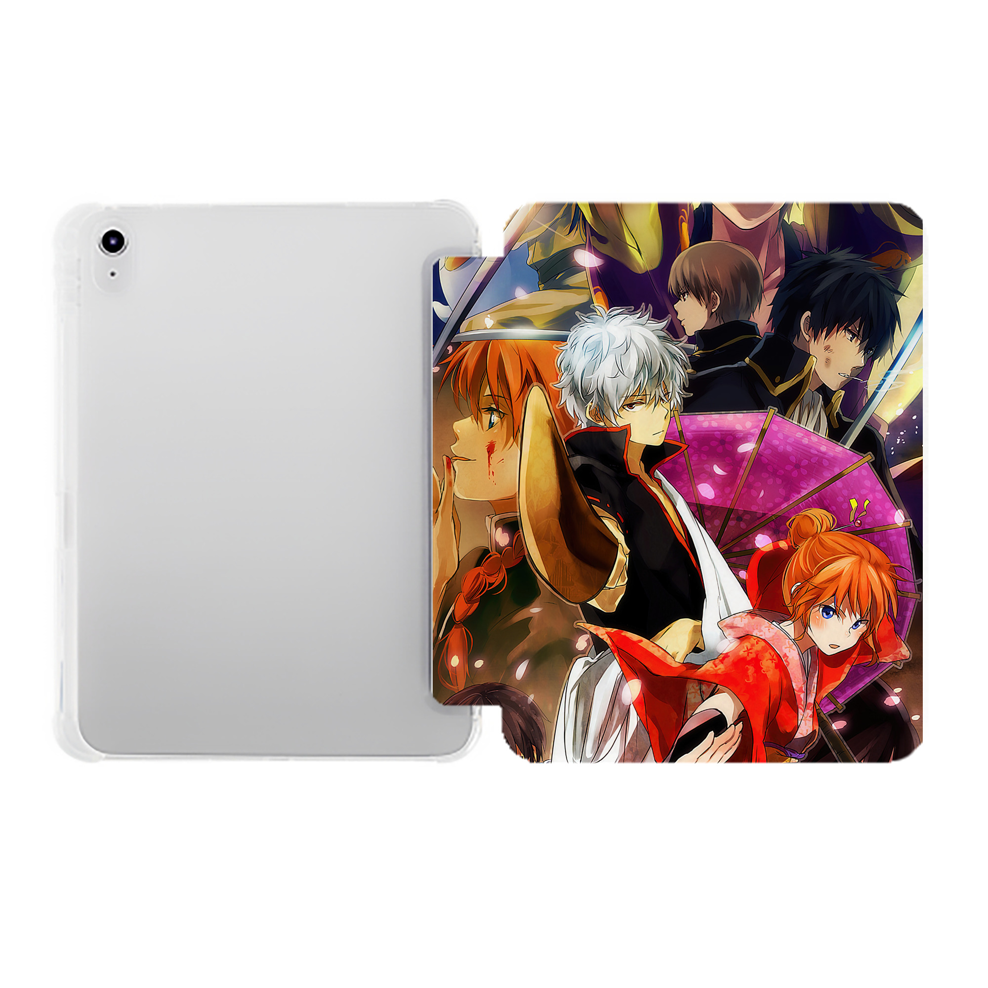 （画像用） ぎんたま 坂田銀時（さかたぎんとき） 神楽 志村新八（しむら しんぱち） GINTAMA Sakata Gintoki Kagura Shimura Shinpachi IPad ケース ペン収納付き 三つ折りスタンド PUレザー×シリコン 対応機種9.5/10.5/10.9インチ
